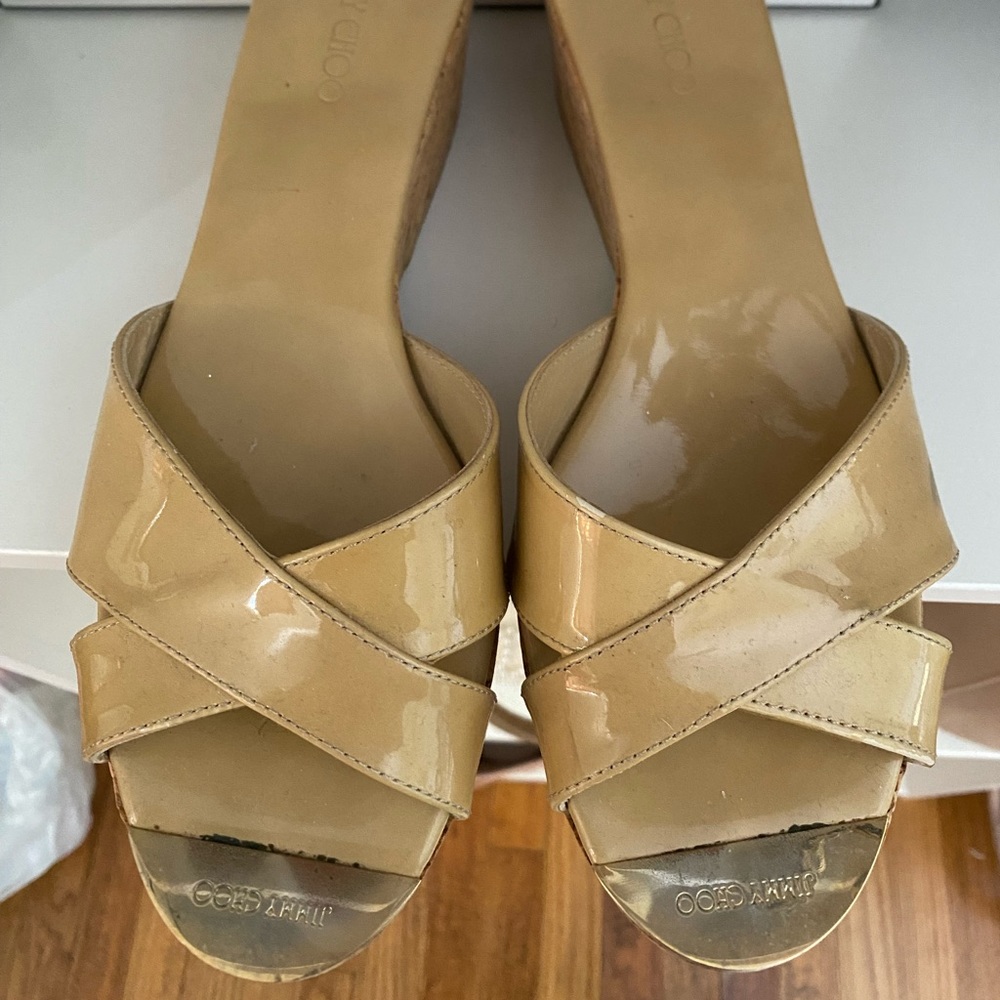 Jimmy Choo Peep Toe Wedge Sandals